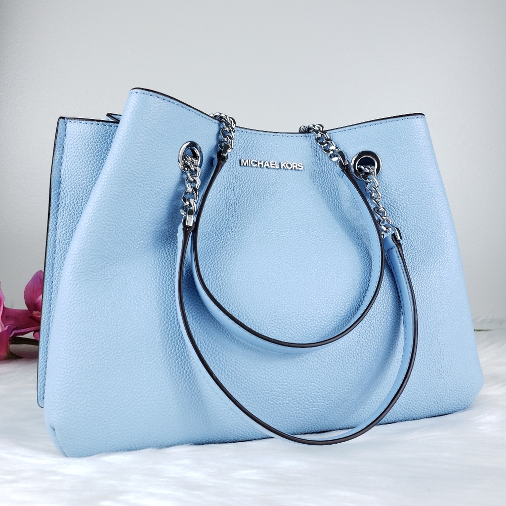 NWT Michael Kors LG Teagen satchel light sky blue